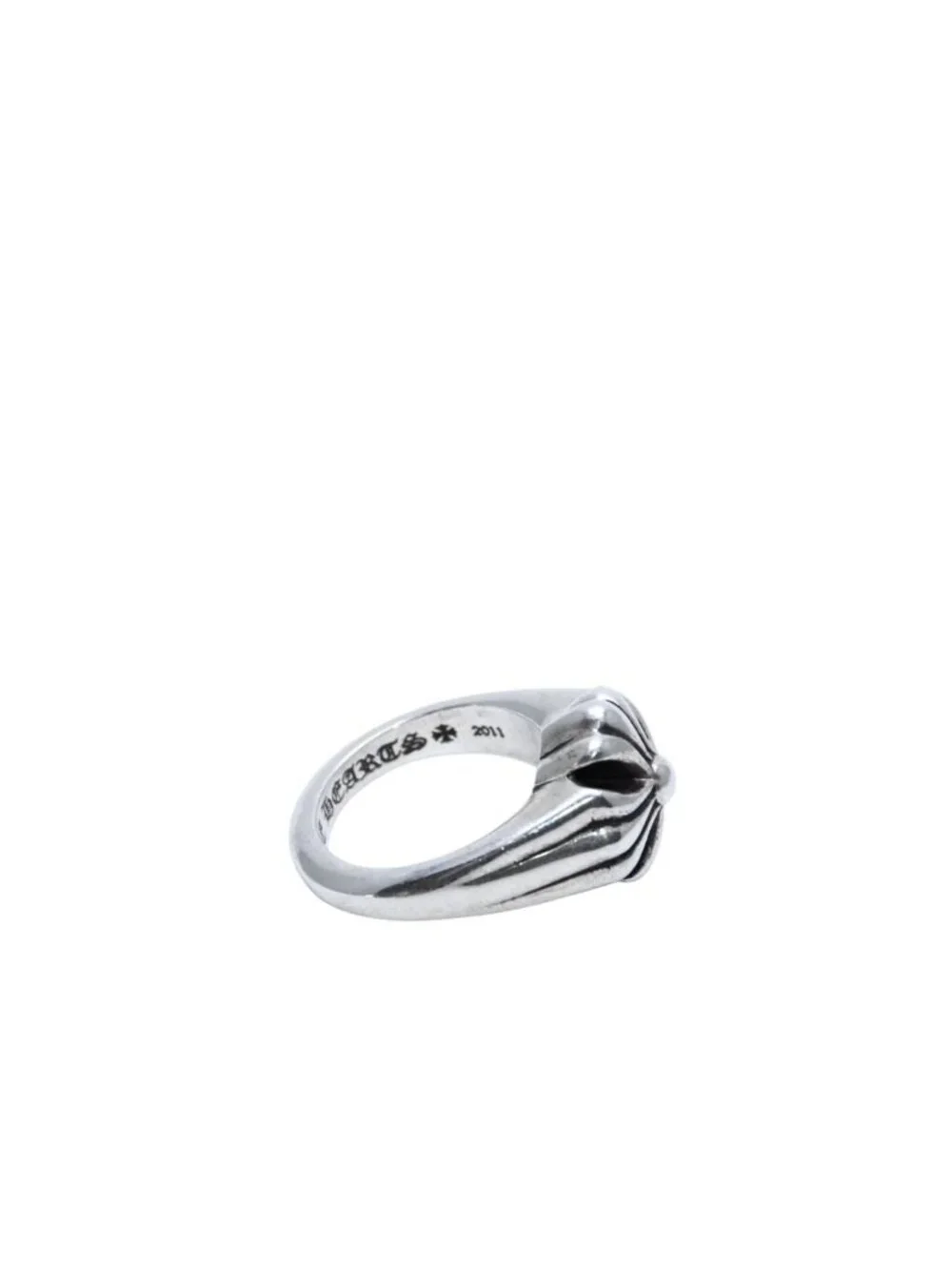 Chrome Hearts Small Cutout CH Plastic Sling Ring 925 Sterling Silver